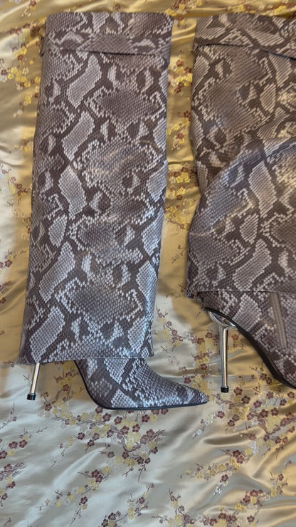 BANKS-101 FAUX-PYTHON PRINT SLEEVE BOOT