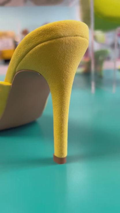MELLA Yellow Faux Suede Mule