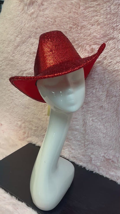 ANNIE COWBOY HAT GLITTERY RED  -Glittery red cowboy hat