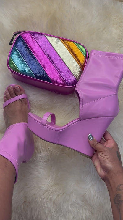 RHONA-54 Pink Faux Leather