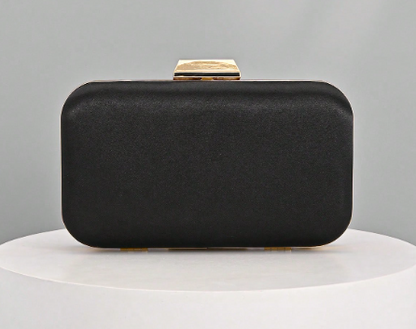 RITA BLACK/GOLD SATIN PLEATED SPECIAL OCCASION EVENING BAG CLUTCH