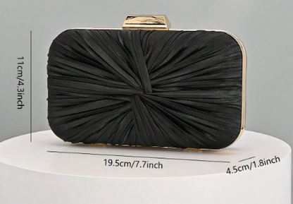 RITA BLACK/GOLD SATIN PLEATED SPECIAL OCCASION EVENING BAG CLUTCH