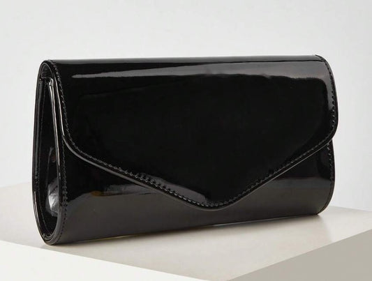 RONNIE BLACK PATENT LEATHER CLUTCH BAG BLACK