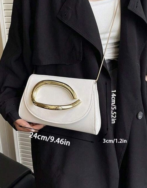 SABRINA WHITE FAUX LEATHER ENVELOPE CLUTCH