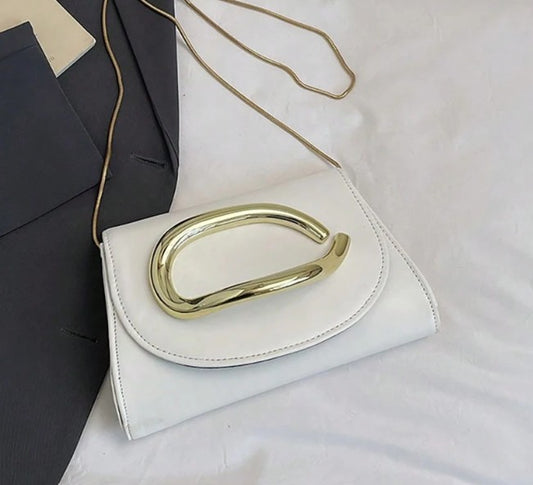 SABRINA WHITE FAUX LEATHER ENVELOPE CLUTCH