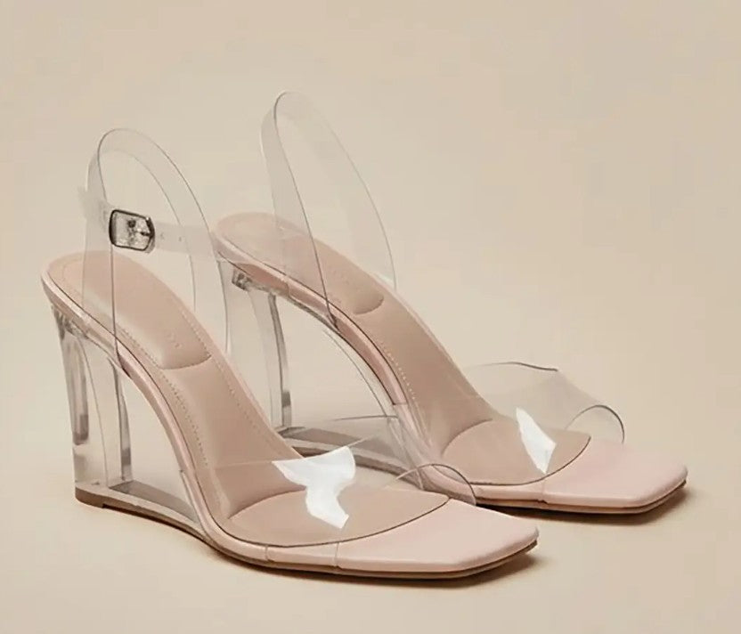 SASKINA-02 CLEAR WEDGE WITH ANKLE STRAP