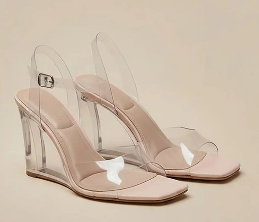 SASKINA-02 CLEAR WEDGE WITH ANKLE STRAP