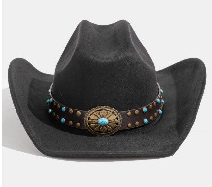 SALOON FAUX SUEDE COWBOY HAT BLACK