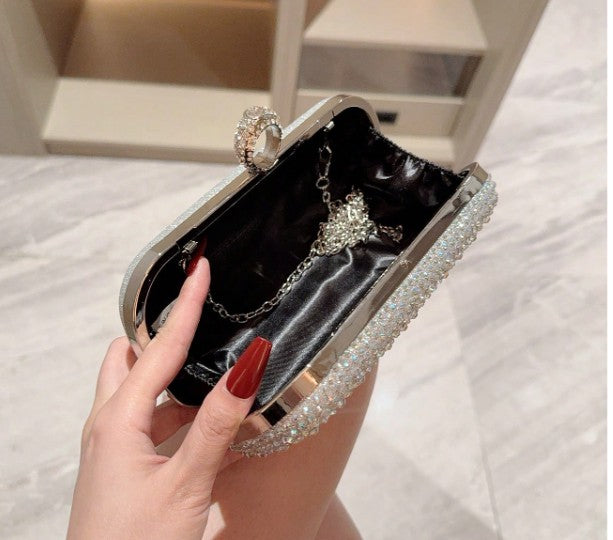 KIARA SILVER RHINESTONE CLUTCH