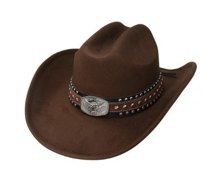 STEER FAUX SUEDE COWBOY HAT BROWN