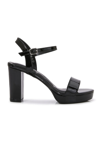 ADAIR/SECOND Black Patent Faux Leather Platform Heel