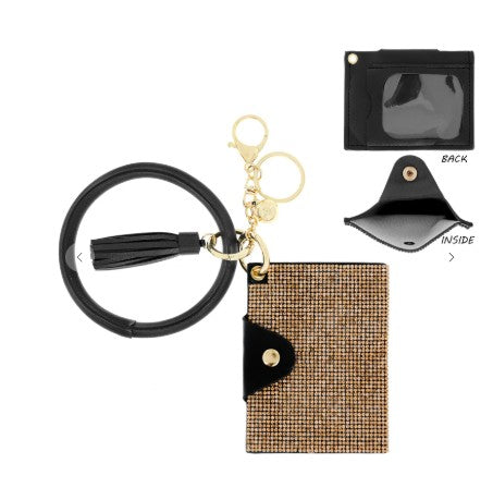 MARIAH CHAMPAGNE RHINESTONE WALLET WRISTLET