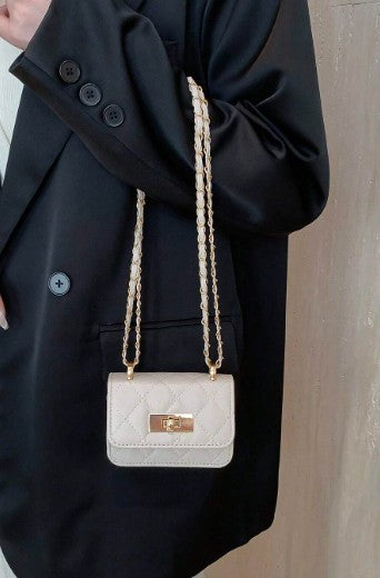 JANAE BEIGE MINI BAG WITH CROSS BODY STRAP