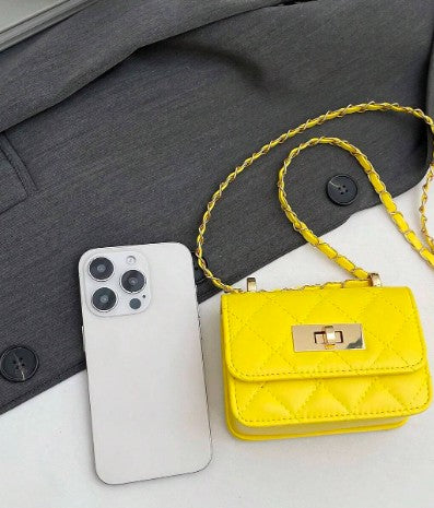 JANAE YELLOW MINI BAG WITH CROSS BODY STRAP
