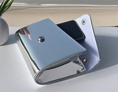 ZOEY SILVER PATENT LEATHER CLUTCH BAG