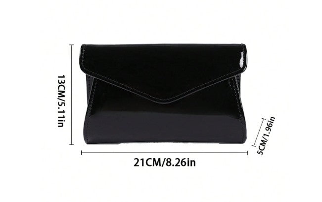 ZOEY PATENT LEATHER CLUTCH BAG BLACK