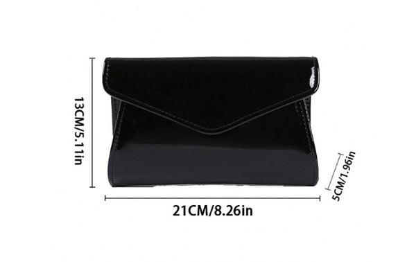 ZOEY PATENT LEATHER CLUTCH BAG BLACK