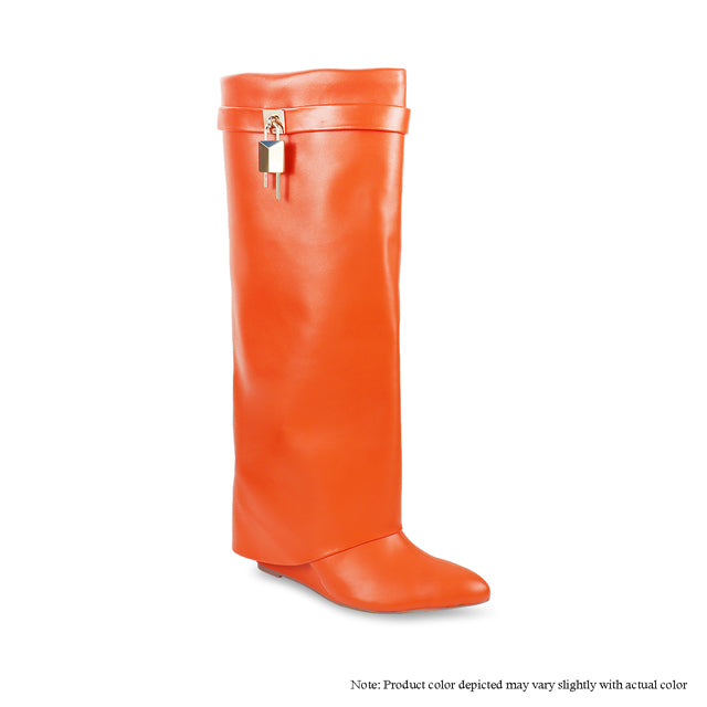 MUTTO-1 Orange Faux Leather - ShoeNami