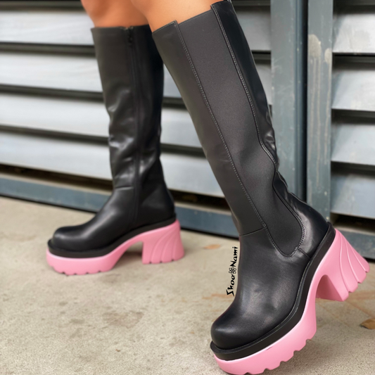 HAZEY-4 Pink/Black - ShoeNami