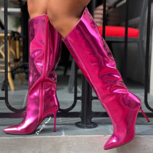 FRENZY-1 Pink Metallic Faux Leather - ShoeNami